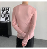 AIDASE  -  Summer Fashion Trendy Elastic Slim Fit Design Long Sleeved 2025 Korea Fashion Round Neck Luxury Male Tops aidase-shop