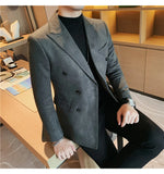 Aidase Autumn Winter Suede Blazers Men Double-breasted Buttons Casual Business Suit Jacket Streetwear Social Blazer Masculino aidase-shop