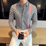 Aidase Fashion Lapel Button Korean Striped Shirts Men's Clothing 2025 Spring Autumn New Loose All-match Tops Casual Long Sleeve Shirts