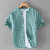 AIDASE  -  Casual Linen Men's Shirt Summer Breathable Loose Fit Stand Collar Short Sleeve Youth Fashion Urban Style Lightweight Shirt aidase-shop