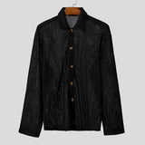 AIDASE  -  Men Shirt Hollow Out See Through Solid Color Lapel Long Sleeve Men Clothing Streetwear Loose 2025 Fashion Casual Tops aidase-shop