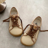 AIDASE  -  Girls White Light Brown Sneakers Designer Canvas Shoes Women Low Top Sneakers Wide Toe Lace Up Trainers Shoes Comfortable aidase-shop