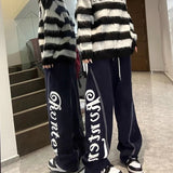 AIDASE  -  American Letter Print Casual Sports Pants Men Women Trendy Loose Thickened Fashion Sweatpants Hip-hop Wide-leg Trousers Urban aidase-shop