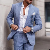 Aidase Fashion Linen Suits for Men High Quality Peak Lapel Double One Button Male Suit Slim Chic Casual Wedding Tuxedo 2 Piece Costume aidase-shop