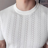 AIDASE  -  Men's Textured Knit Polo - Soft Lounge T-Shirt with Breathable Stretch Fit Modern Crew Neck & Diamond Pattern  Home Casual Style aidase-shop