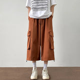 AIDASE  -  Japanese Fashion Multi-pocket Cargo Shorts Men Korean Style Trendy Summer Casual Loose Washed Straight Cropped Pants Aesthetic aidase-shop