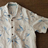 AIDASE  -  New Chinese Breathable Sweat-absorbing Cotton Linen Japanese American Retro Bamboo Leaf Cuban Collar Shirt Ethnic Style Top aidase-shop