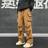 AIDASE  -  Men’s Soild Street Cargo Pants Summer SportsTrousers Parachute Pants Drawstring  Sweatpants Big Pocket Overalls Black Blue aidase-shop