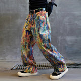 AIDASE  -  Colors Print  Denim Pants Jeans Men Streetwear Fashion Hip Hop Loose Casual Straight Oversize Wide Leg Baggy Jeans Trousers aidase-shop