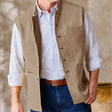 44.59Aidase Men Vests Sleeveless  Stand Up Collar Single Breasted Solid Color Lightweight Cardigan High Quality Male Outerwear chaleco aidase-shop
