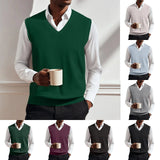 AIDASE  -  Fashion Men Sweater Vest Solid Color Autumn Winter High Quality Casual V-neck Sleeveless Knitted PUllover Warm Comfort Vest Top aidase-shop