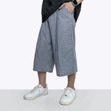 AIDASE  -  American Style Plaid Men's Shorts Summer Lazy Style Half Elastic Waist Wide Leg Pants Knee Length 2025 Trend 9W3360 aidase-shop