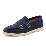 AIDASE  -  Suede Leather Men's Business Casual Shoes Handmade Double Buckle Loafers Leisure Slip on Flats Outdoor Male Driving Moccasins aidase-shop