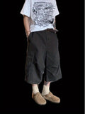 AIDASE  -  Summer Casual Loose Fit Straight Leg Seven Inch Pants Youthful Vitali Sle Versatile Elastic Waist Wide Leg orts aidase-shop