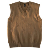 AIDASE  -  Fashion Niche Jacquard Design Pattern Men Sweaters Versatile Casual Comfortable Autumn and Winter Warm V-Neck Knit Sweater Vests aidase-shop