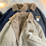AIDASE  -  Thiened Corduroy Men's Cotton Jaet Winter New Sle Lamb Fur Coat Hong Kong Sle INS Retro Collar Loose Cotton Clothes aidase-shop