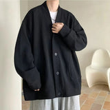 AIDASE  -  Cardigan hoodie men's spring and autumn black loose heavyweight outerwear fashion brand new high-end spring and autumn casu aidase-shop