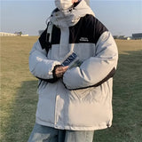Korean Patchwork Thicken Puffer Jacket Men Winter Streetwear Parkas Coat Men Windbreaker Outwear Coats Warm Cotton Padded Jacket aidase-shop