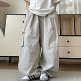 AIDASE  -  Loose Men Cargo Pants Multiple Pockets Straight Wide Leg Casual Trousers Solid Color Design Fashion Summer New
