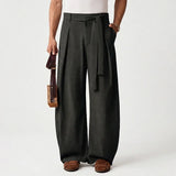 AIDASE  -  Men's Loose Fit Wide Leg Pants High Waist Pleated Casual Trousers with Belt for Streetwear Daily Outfits aidase-shop