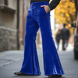 Aidase  High Street Velvet Flared Pants For Men Vintage Slim Fit Suit Trousers Spring Autumn Fashion Comfort and Soft Pant Streetwear