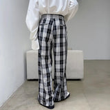 AIDASE  -  Spring Trendy Retro Plaid Loose Floor-Length Casual Wide Leg Pants Men Straight Design Long Trousers Faionable Youthful Sle aidase-shop