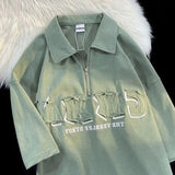 AIDASE  -  plus Size American Sle Pure Cotton Patchwork f Zip  irt Loose ort Sve T-irt for Men And Women Summer Casual aidase-shop