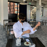 Aidase Unisex Loose Blue Shirt, Casual Solid Color Long-Sleeved Top,Men's  Japanese/Korean Style Outdoor Camping Thin Coat Oversized aidase-shop