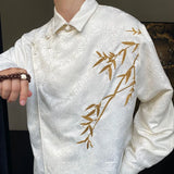 Aidase Autumn High-end Jacquard Embroidered Bamboo Shirt Men's Long-sleeved Niche Buckle Design Retro New Chinese Style Shirt Urban aidase-shop