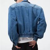 AIDASE  -  Man Clothing American Vintage Blue Denim Jacket Loose Outwear Men Wide Shoulder Short Jeans Coats Casual Pockets High Streetwear aidase-shop