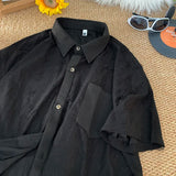 Aidase Men Streetwear Hollow Hole Short-sleeved T-shirt Hip Hop Single-breasted Short-sleeved Shirt Summer Trendy Couple Fashion Tops