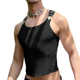 AIDASE  -  Summer New Men's Tide Dark Elastic Sling Tank Tops Sleeveless T-shirt Fashion Streetwear Style Sports Knitted Vest aidase-shop