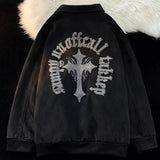 AIDASE  -  Lamb Fleece Hooded Sweatshirt for Female Preppy Winter Loose Fit Fleece for Couples Cgothic Letter Spliced Women's Cotton Jacket aidase-shop