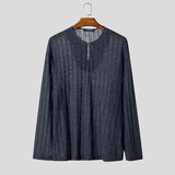 AIDASE  -  Men T Shirt Solid Color Knitted O-neck Long Sleeve Casual Male Tee Tops Streetwear 2025 Loose Fashion Men Pullovers aidase-shop