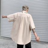 AIDASE  -  American Retro Men's Short Sleeved Shirt Large Pocket Design Casual Shirts Summer Loose Versatile Male Tops Clothing aidase-shop