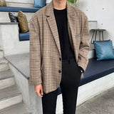 Aidase Plaid Blazer Men Oversize Fashion Society Men Dress Jacket Korean Loose Casual Suit Jacket Men Office Formal Jackets M-2XL aidase-shop
