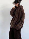 AIDASE  -  Autumn Winter Hoodie College Sle Casual Japanese Lazy Knitted Sweater Jaet Loose Fit Long Sve  Color aidase-shop