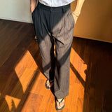 AIDASE  -  Spring Summer Men Pinstripe Pants High Waist Wide Leg Relaxed Fit Casual Office Trousers aidase-shop