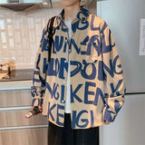 Aidase  Long Sleeved Shirt Men's and Women's Trendy Brand Loose American Retro High Street Full Print Trendy Shirt Trend
