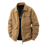AIDASE  -  Spring and Autumn Corduroy Coat Loose Men's Trendy Fashion Zipper Multi Pocket Bomber Jacket aidase-shop