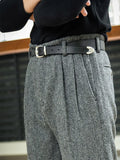 Aidase winter outfits men American retro Hollywood waist wool tweed casual pants Hollywood classic loose fitting straight leg pants