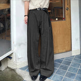 AIDASE  -  Men Pants Solid Color Loose Button Joggers Casual Straight Trousers Men Streetwear 2025 Fashion Male Long Pants S-5XL aidase-shop