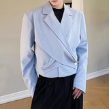 Aidase Men Autumn Winter Irregular Solid Color Cross Design Splicing Suit Genderless French Elegant Fashion Trend Short Casual Suit