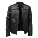 AIDASE  -  Men's Men's Leather Jacket Male Teen Stand-up Collar Punk Men's Locomotive Leather Jacket aidase-shop
