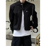 Aidase Men's jacket Retro Motorcycle Jacket Fashion Korean Style Autumn Winter Vintage Black Short Jacket High Street Outerwear Coat