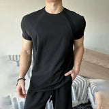 AIDASE  -  Muscle-Building Boxy ort-Sve T-irt for Men American Sle Small Collar Fitn Decosition f Sve aidase-shop