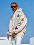 American Flower Embroidered Flocking Jacket Men Streetwear Trend Coat  New Winter Jacket Men Moto Masculin Bomber Jacket aidase-shop