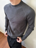 AIDASE  -  Pit Strip Design Men's Tees Long Sleeved Casual Knitting Round Collar Tops Slim Solid Color Male T-shirts Summer 9W3224 aidase-shop