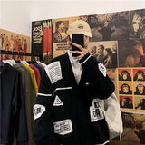 Aidase Cardigan Sweater Men's Korean Style Trendy Brand Loose Letter Knit Sweater Hong Kong Style Versatile Student Sweater Jacket aidase-shop