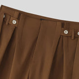 AIDASE  -  Men Pants Solid Color Button Joggers High Waist Casual Trousers Men Streetwear Loose Fashion Male Wide Leg Pants S-5XL aidase-shop